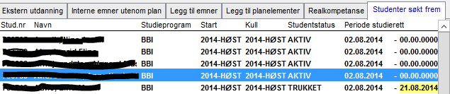 I Arbeidsområdet (midten) bearbeides ønsket emne som enten allerede finnes i planen (venstre side) eller som skal legges inn i planen (høyre side).