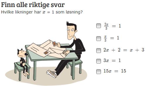 Her blir oppgavene også forklart muntlig. De interaktive oppgavene går ut på å klikke på rett svar, knytte to og to sammen, ordne tall i rekkefølge, memory-spill og sette riktig svar i riktig boks.