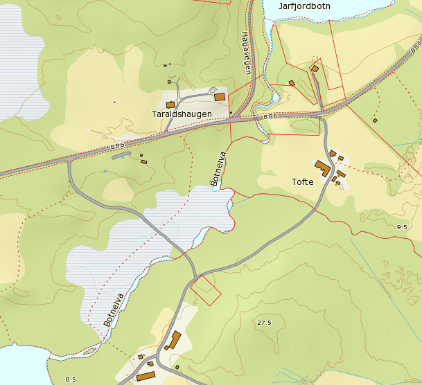 4.2 Prøvetaking Områdene for prøvetaking og befaring i Botnelva og Jarfjordbotn er vist i Figur 8. Strekning for el-fiske Strekning for registrering av elvemusling (snorkling) Figur 8.