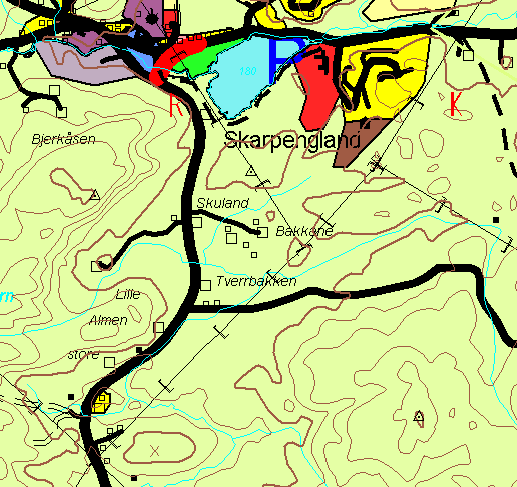 2.6 Skuland, Øvrebø LNFområde, (men eksisterende boligområde) Boligbebyggelse, ca. 5-7 nye boenheter Ca. 30 daa inkl. bebygd Jarle Bakken, Per Bakken, Dag Bakken, Svein Frøytland Gnr./bnr.