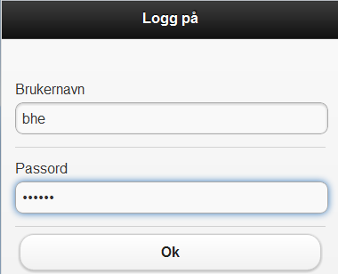 4 av 25 Logg på Mobil Omsorg med ditt vanlige brukernavn og passord. Avlogging/ lås Overalt i applikasjonen har du tilgang til funksjonsknappen Avslutt.