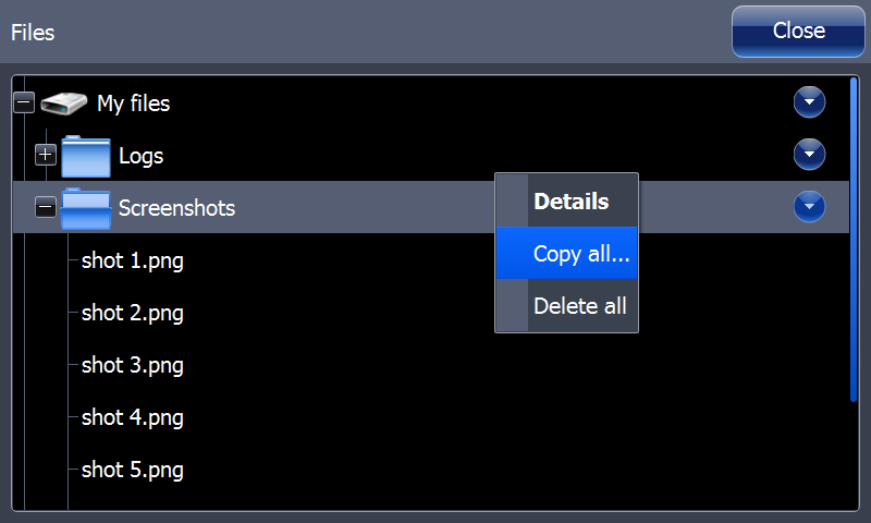 Kopiere filer til et SD kort Du kan kopiere et skjermdump eller loggfil til et SD kort. Du kan også eksportere systeminnstillinger, veipunkter, ruter og spor til et SD kort.
