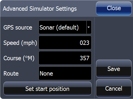 Avanserte simulator innstillinger De avanserte simulatorinnstillingene åpner for hvordan du selv vil kjøre simuleringen.