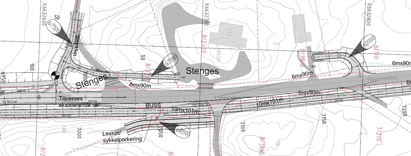 Avkjørsler som er foreslått lagt om Avkjørsel til Løeshagan 2 flyttes til sideveg. Avkjørselen ved pr. 5930 stenges, denne får avkjøring via avkjørsel ved pr. 5910.