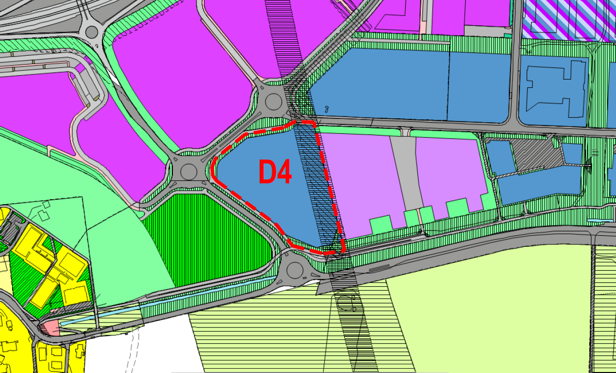 1.3.3 Gjeldende reguleringsplaner Felt D4 er regulert gjennom gjeldende reguleringsplan 0381 Forus Næringspark, Nordvestre del, Røyneberg Felt D som ble vedtatt 21.10.2009.