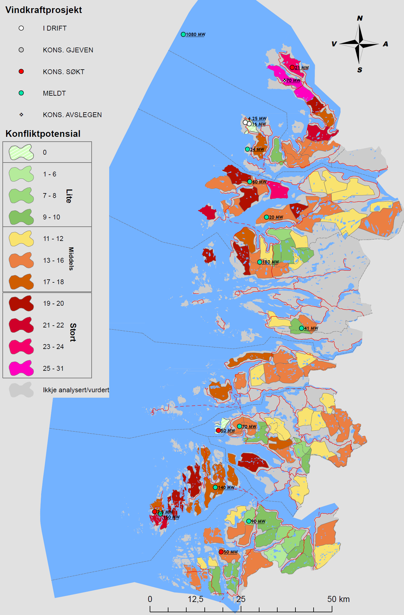 4 Politisk del I denne planen har vi kartlagd areal som kan vere eigna for vindkraftutbygging.