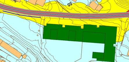 Støy Deler av planområdet ligger innenfor gul støysone for vei. Rambøll har utført støyvurderinger for uteområdene (vedlegg J).