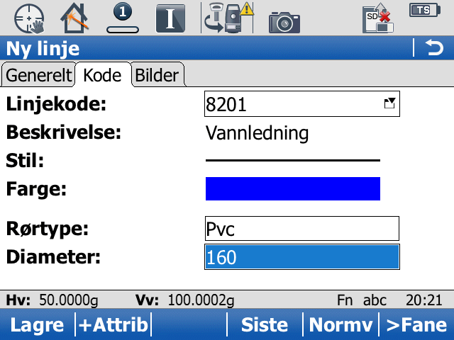 Linjemåling Derfor har vi også muligheten til å opprette linjer under databehandling Her kan vi gi linjene et valgfritt navn samt linjestil og