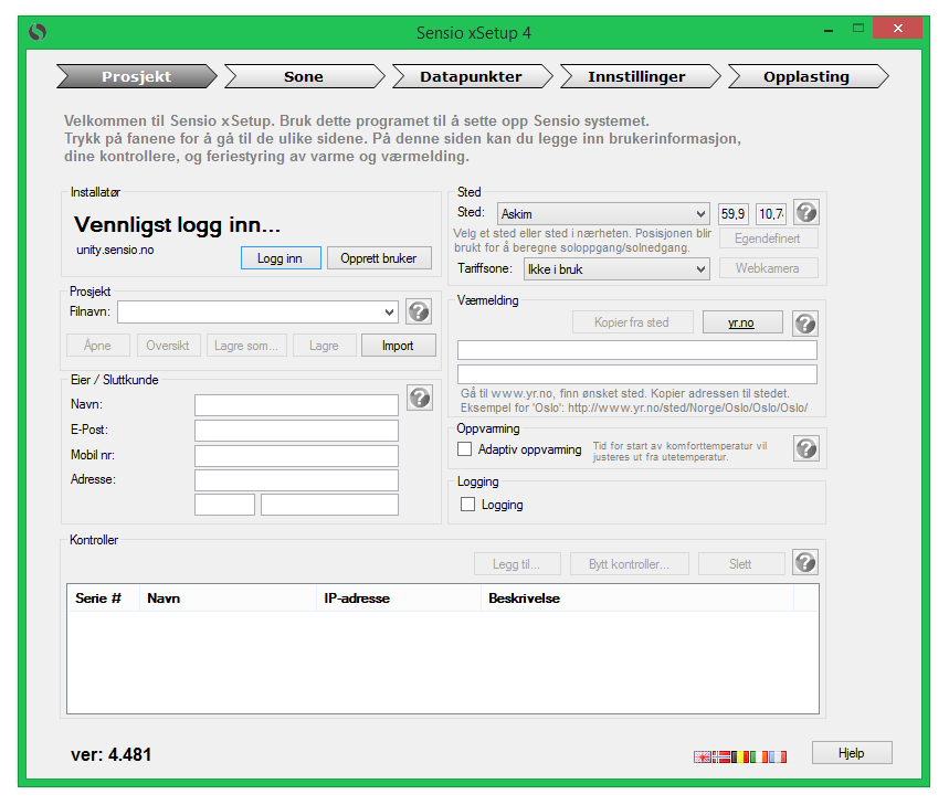 Sensio xsetup Brukermanual Versjon 4.