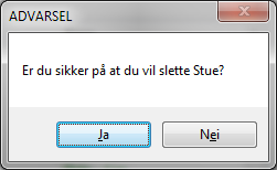 6.2.3.5 Slette et eksisterende rom Hvis du ønsker å slette en eksisterende sone trykker du på sonen du ønsker å slette i den grå lista. Sonen vil da bli merket. Trykk så på knappen Slett.