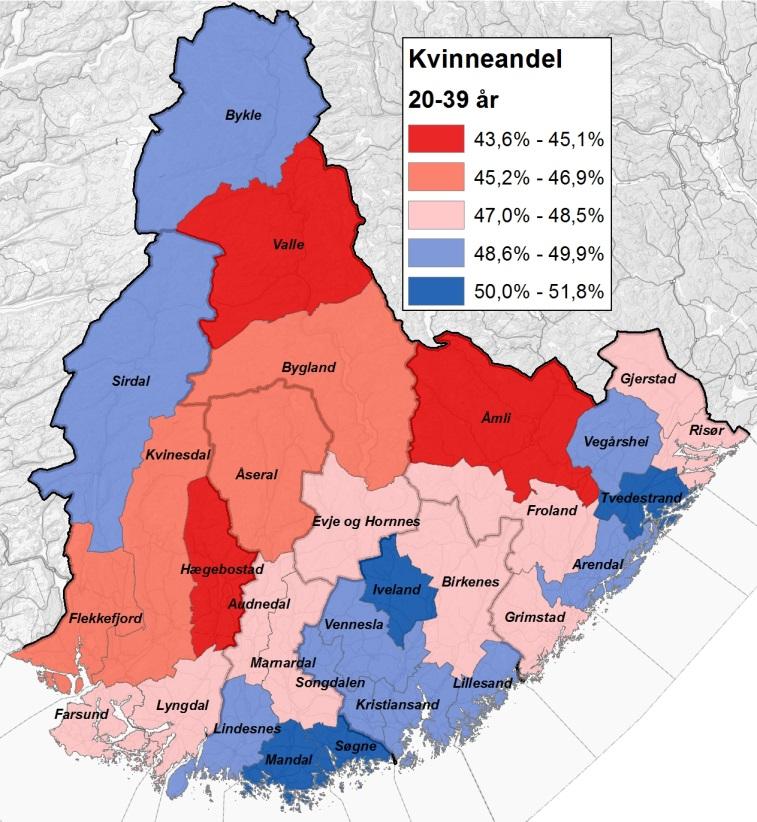 Figur 8 Kjønnsfordelingen i ulike aldersgrupper og aldersgruppens samlede andel i prosent. Kilde: SSB. 100 000 90 000 Alders- og kjønnsfordeling på Agder per 1.