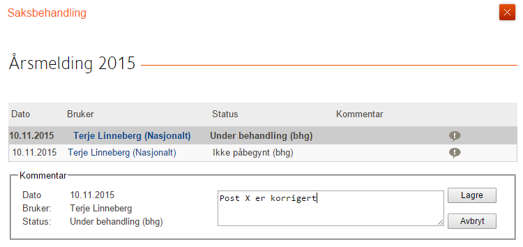 Send e-post direkte til saksbehandlerne I saksbehandlingsvinduet er det knyttet opp en e-postadresse til de som behandler skjemaet. 1. Klikk på navnet til brukeren.