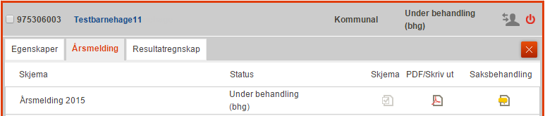 Saksbehandling Brukeren klikker på ikonet for å vise saksbehandlingsvinduet. Hver gang statusnivået på skjemaet endres vises dette i saksbehandlingsvinduet.
