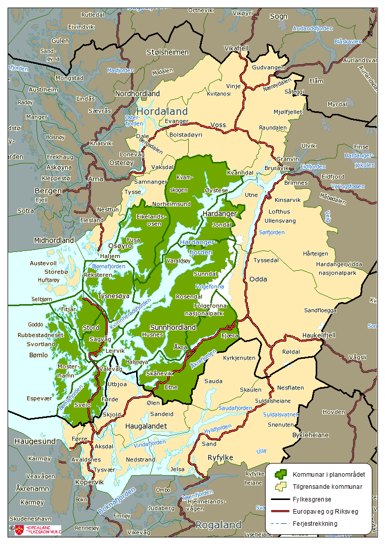 Geografisk avgrensing Sunnhordland Kvam og Jondal Fusa Sjøareal