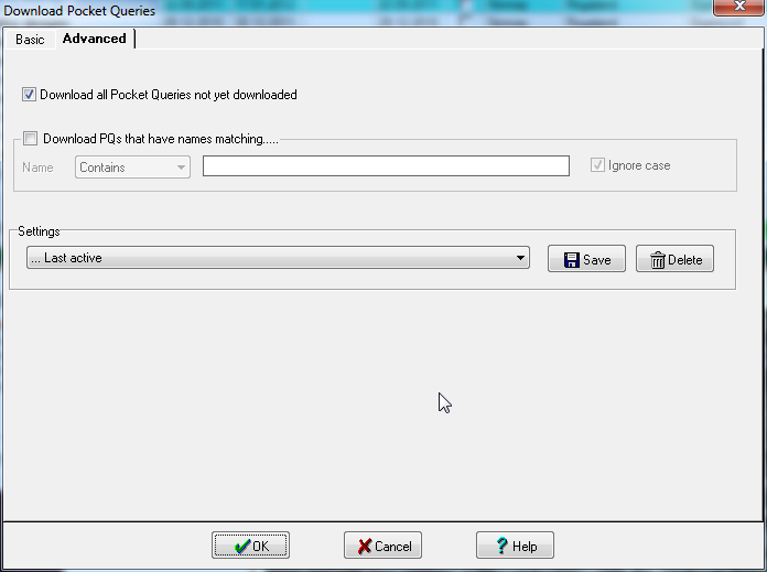 Download Pocket Query Advanced I stedet for å manuelt velge hvilke PQ som skal lastes ned kan du velge at alle PQ som ikke