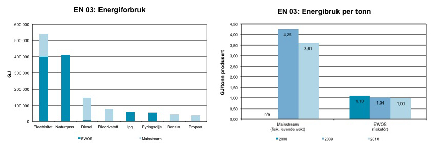 Mainstream sto for 32 prosent av gruppens energiforbruk, med et samlet forbruk på GJ 440 304 (GJ 412 498 i 2009), en økning på 7 prosent.