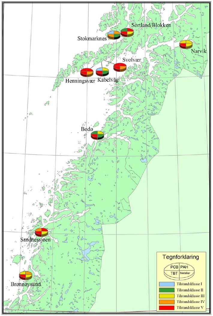 Bodø havn er den havna som ligger nærmest det området som har høyest nivå av kadmium i krabber, men det er lite kadmiumpåvirkning å se her.