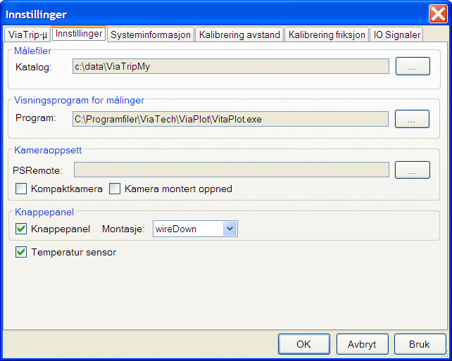 5.2 Innstillinger I denne fanen konfigureres følgende: Katalog for måleresultatfiler Stinavn for visningsprogram for målefiler.