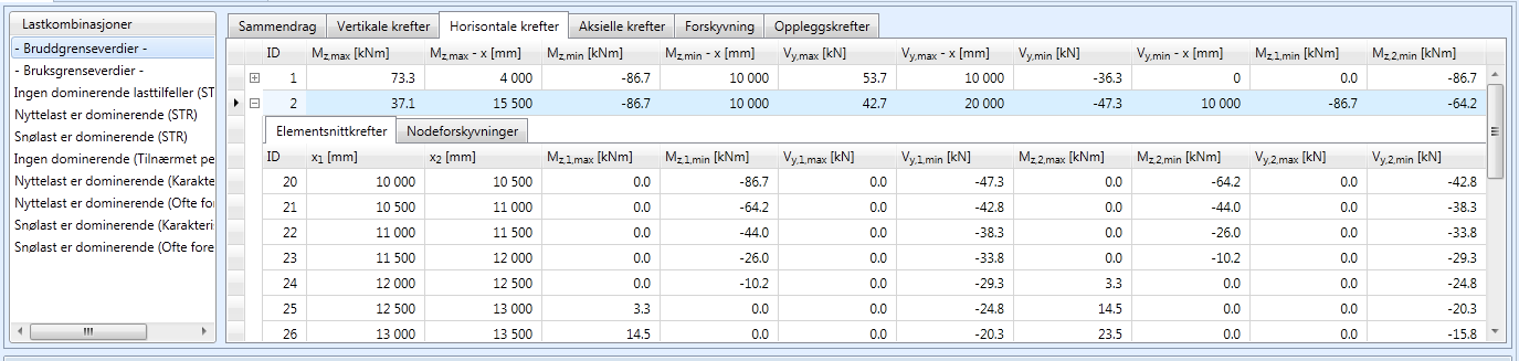 Versjon 1.0 ISY Design Du velger "Generer armering". Resultater 1. Disse vises i tabeller. Hvis du ønsker å se nærmere på noen detaljer, kan tabellene ekspanderes.