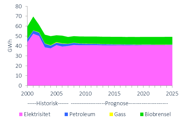 UTVIKLINGSTREKK I ENERGIBRUK I årets utredning presenteres kun oppdaterte tall for elektrisitet. Dette er fordi det ikke finnes statistikk for øvrige energibærere fra årene etter 2009.