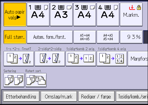 3. Kopi 1. Trykk [Autom. form./forst.] 2. Velg papirformat. 3.