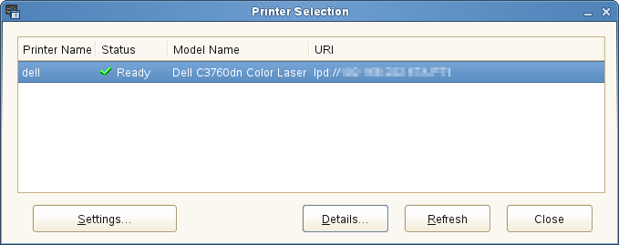 Starte Status Monitor Console 1 Klikk Dell Printers Status Monitor Console Vinduet Printer Selection vises. Se Vinduet Printer Selection hvis du vil ha mer informasjon om vinduet Skrivervalg.
