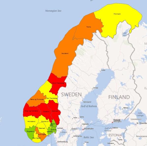 Hovedkonklusjoner Forslag til ny o organisering av kollektivtilbudet i distriktene Figur 1: Andel av befolkningen bosatt utenfor byer og tettsteder 2011. Datakilde SSB.