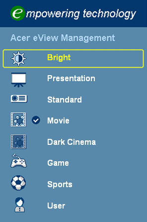 16 Acer Empowering-teknologi Empowering -nøkkel Acer Empowering-nøkkel har de tre unike Acer-funksjonene "Acer eview Management", "Acer etimer Management" og "Acer epower Management" Trykk p tasten "