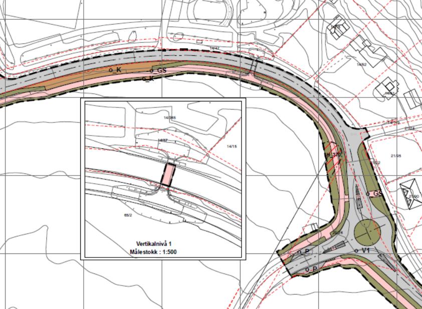 Utsnitt av plankartet viser forslag til ny plassering