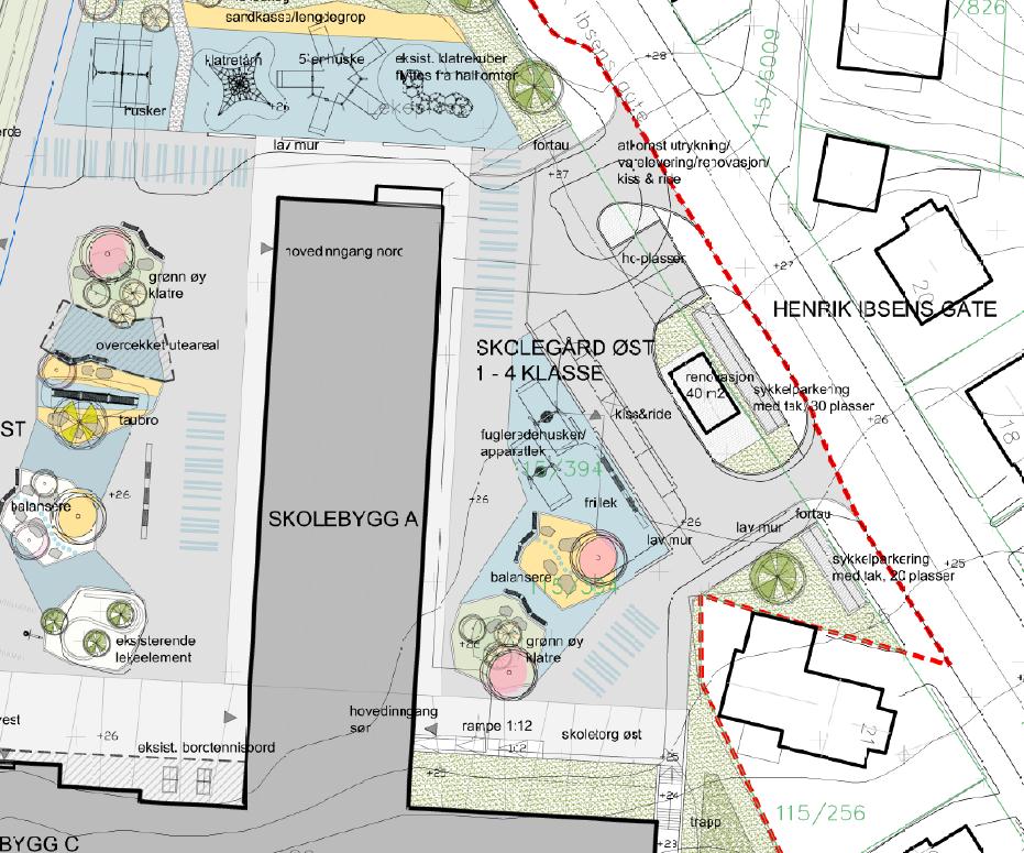 av renovasjonsareal, levering- og hentesone for