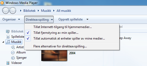 Deling MittNett (MyNet) MyNet lar deg spille av mediefiler og se bildefiler fra eller på PC, DLNA-TV eller DLNA-høyttalere.