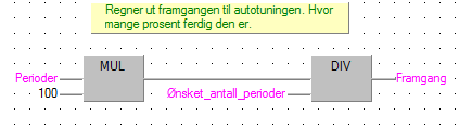 Vi ønsker også å se hvor stor fremgang autotuningen har, altså hvor mange prosent ferdig den er.