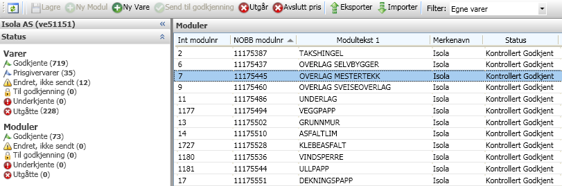 Når en handelsbruker finner en vare i sitt interne system får de også opp dette feltet slik at de kan lese om produktet direkte i sitt interne system (forutsatt at de har