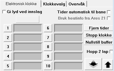 JechSoft Victoria For å motta tider fra Ares til JechSoft Victoria må man ha åpnet Resultatskjermbildet. Dette er knapp nr 6 fra venstre på knapperaden.