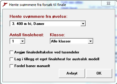 I hovedsak kjører man stevnet ved å samle inn tider etter hvert som heatene svømmes, registrere eventuelle diskvalifikasjoner og skriver ut resultater etter hvert som øvelsene er ferdigsvømt.