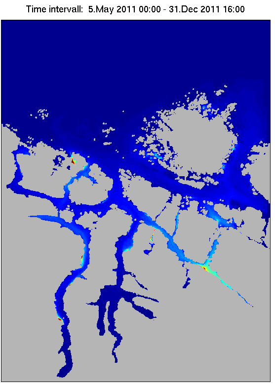 nærmere overflaten og blir dermed mer vindutsatt. Det kan skape oppsamling i fjordarmer om vinden ikke går ut av fjorden. Figur 14.