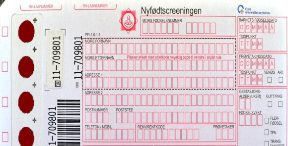 Nyfødtscreeningen Screening for 23 medfødte sykdommer uten hensyn til bioteknologilovens krav om skriftlig samtykke Tilbud til alle barn i Norge ved alder 48 72 timer noen dråper blod på et