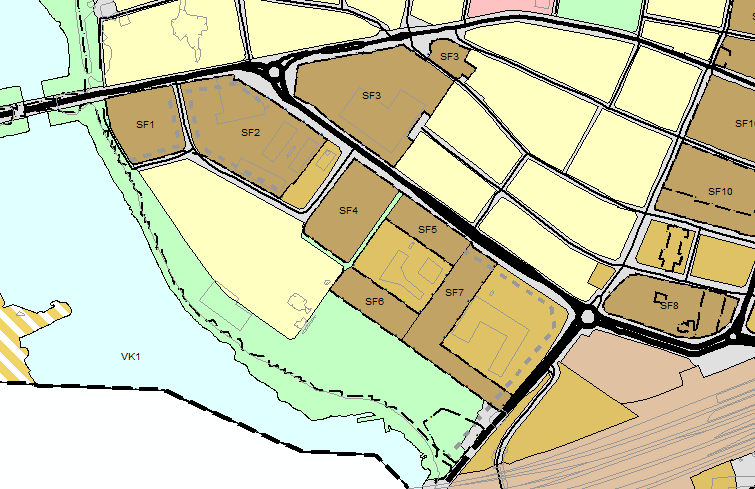 Framtidig fortetting i området må derfor skje gjennom åpning av næringsbebyggelsen rent fysisk langs bevegelsesaksene, som vist i illustrasjonen over.