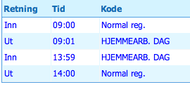 REGISTERING INN/UT PÅ TIDTERMINAL Før kortet foran leseren og