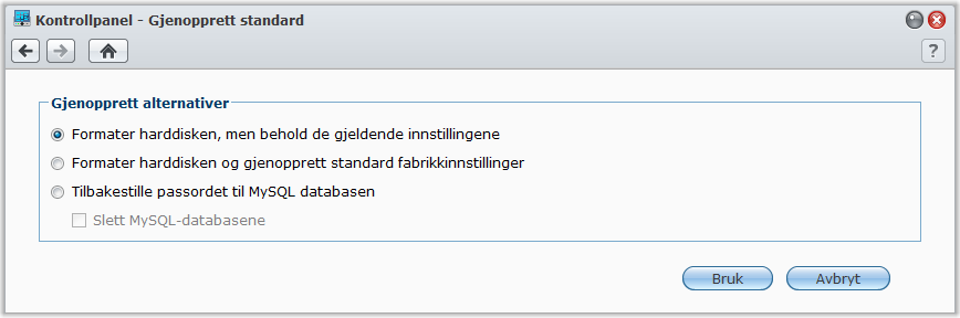 Brukerveiledning for Synology RackStation Merk: I tillegg til å tilbakestille administratorpassordet, vil bruk av RESET-knappen også gjenopprette Synology servers IP og DNS til standardverdien.