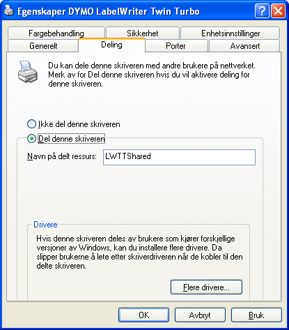 Utskrift over nettverk Slik deler du skriveren (Windows XP) 1 Velg Skrivere og telefakser fra Start-menyen. Kontrollpanelet for skrivere og telefakser vises.