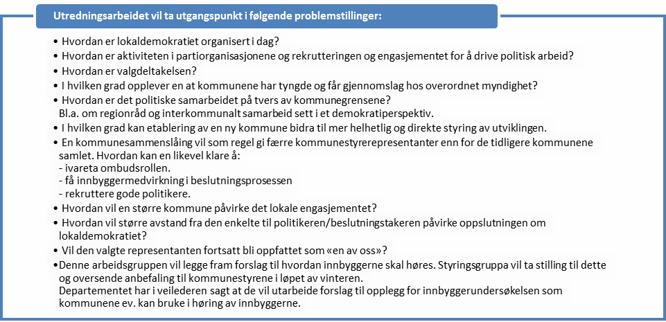 Sak 27/15 F.eks. ulikheter på tjenestetilbudet når det gjelder kvalitet og omfang håndtering av dette for å skape likhet. Verdier/kultur Et annet forhold som er nevnt i utredningen i 2005 er f.eks. at «Kommunegrenser bør i et perspektiv gjenspeile hvor den kulturelle identiteten ligger».