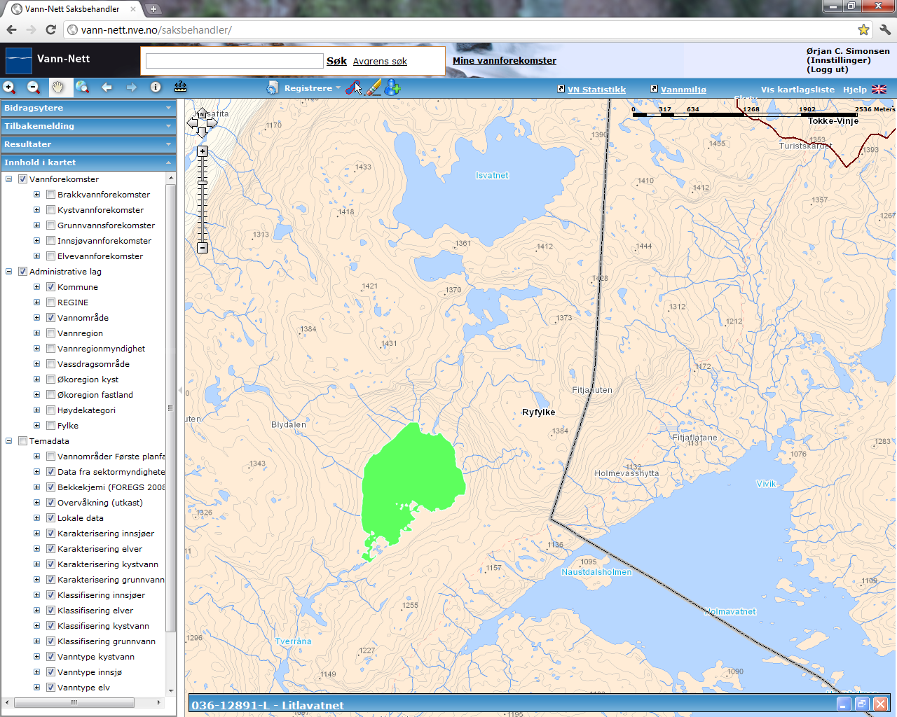 Litlavatnet (036-12891-L) Middels, kalkfattig, klar, grunn