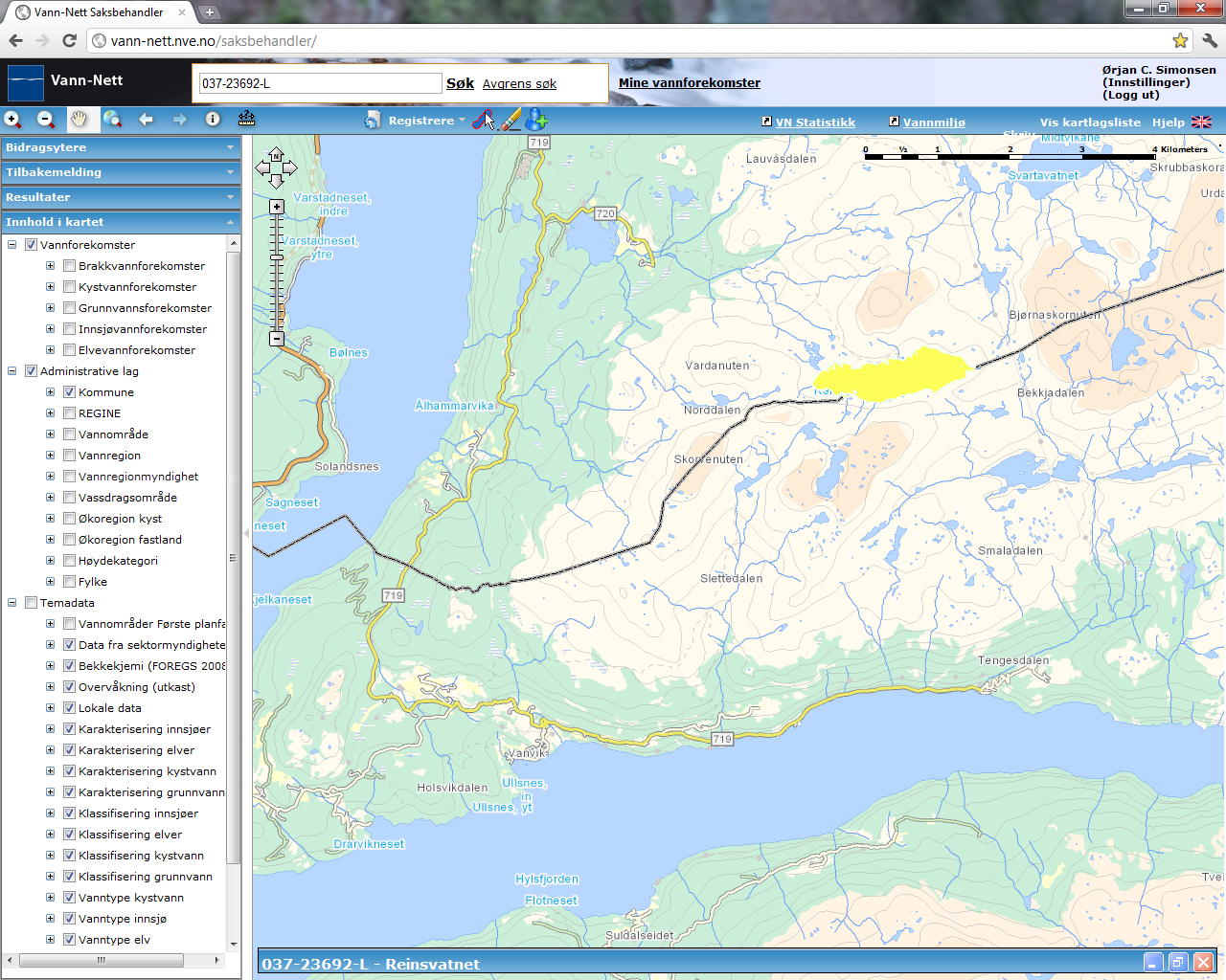 Reinsvatnet (037-23692-L) Overvåkingsdata mm: Middels, svært kalkfattig, klar, grunn (innsjø) Moderat (påvirkningsanalyse, ph: moderat)