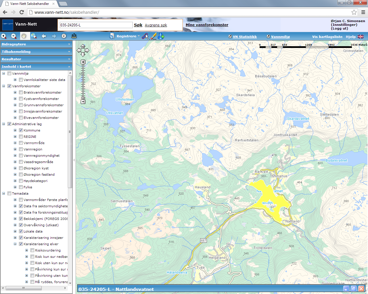 Nattlandsvatnet (035-24205-L) Små, kalkfattig, klar, grunn (innsjø) Moderat (påvirkningsanalyse, ph: god) Middels grad Annen