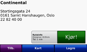 Bilmodus: Hvor skal du? Kjør!-sidealternativer ➊ ➌ Kjør!- siden ➊ Trykk for å vise et kart med detaljerte kjøreanvisninger til denne posisjonen.