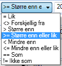 Du slipper nå å passe på antall paranteser, det gjør Personec Lønn automatisk. Du kan velge og/eller, du kan se bare brukte verdier, og du kan legge på flere nivåer av filtrering.