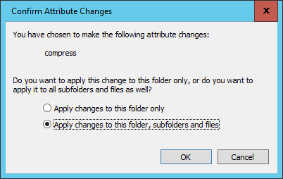 9 Filsystemet NTFS og rettigheter 3) Sett hake i ruten Compress content to save disk space, klikk OK, og deretter Apply i egenskapsvinduet over.