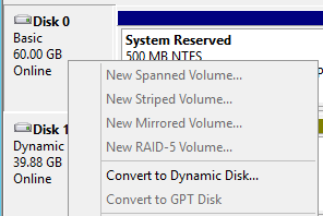 5 Diskadministrasjon Basic disk er «standard» i Windows, og alle nye disker vil være av denne typen etter at de er installert. På en basic disk kan du bare opprette enkle volumer (simple volumes).