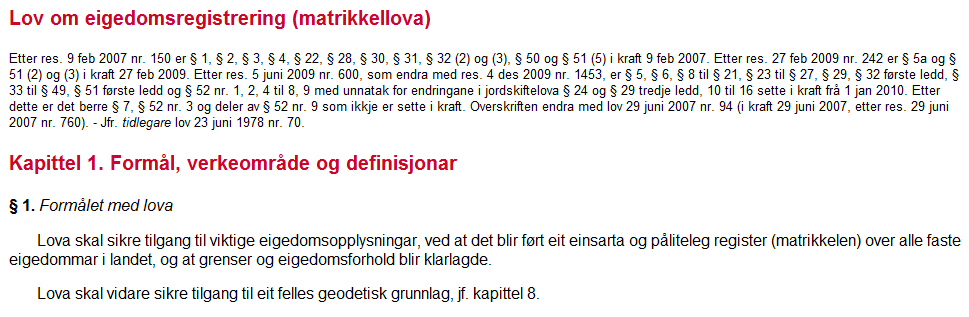 MATRIKKELLOVEN KARTDATA